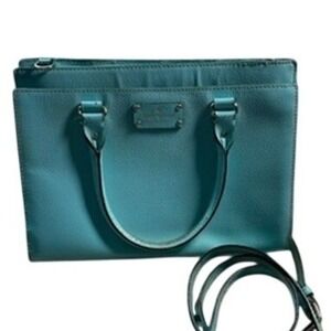 Kate Spade Turquoise Pebbled Leather Satchel Crossbody Bag Gold Hardware